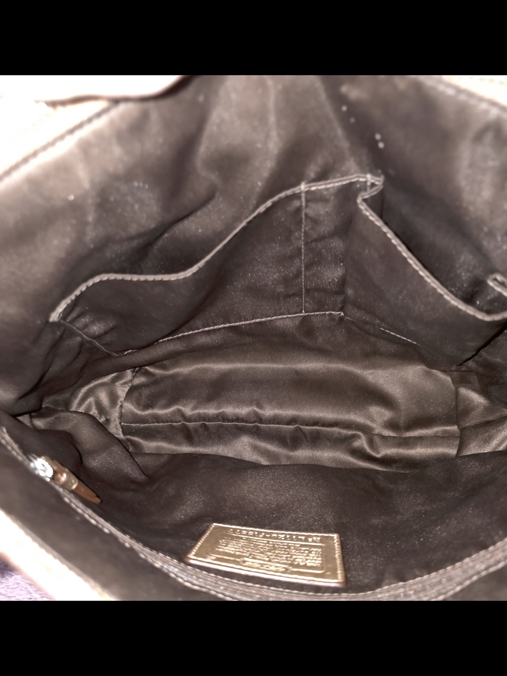 Vintage Coach Signature Stripe Stitch Metallic Gold Leather Tote  - EUC - Picture 6 of 8